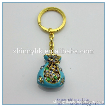 Shinny Gifts Fashion handmade metal key chains with bag shape for presents SI-SCK20140025